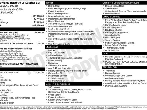 Used 2021 Chevrolet Traverse LT w/ LT Premium Package image 48