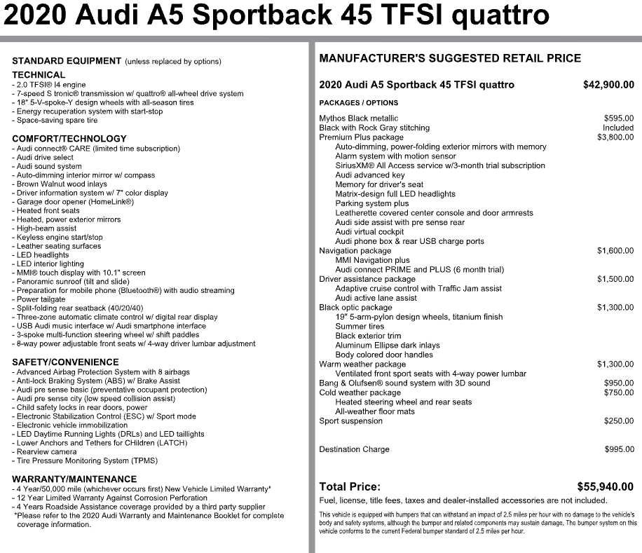 Used 2020 Audi A5 2.0T Premium Plus w/ Premium Plus AWD/4WD image 3