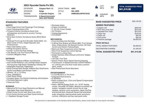 Used 2023 Hyundai Santa Fe SEL w/ Premium Package AWD/4WD image 4
