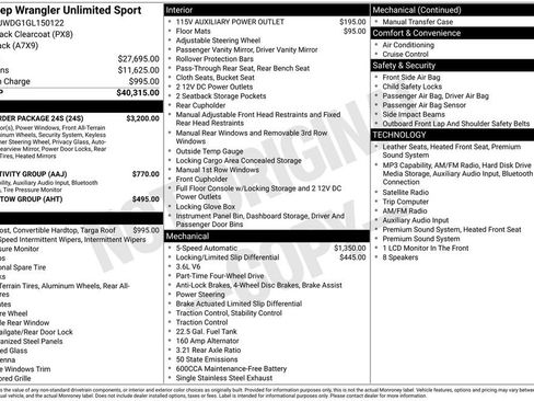 Used 2016 Jeep Wrangler Unlimited Sport w/ Quick Order Package 24S AWD/4WD image 4