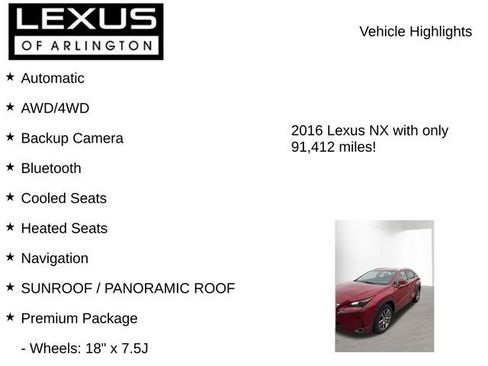 Used 2016 Lexus NX 200t AWD w/ Premium Package image 8