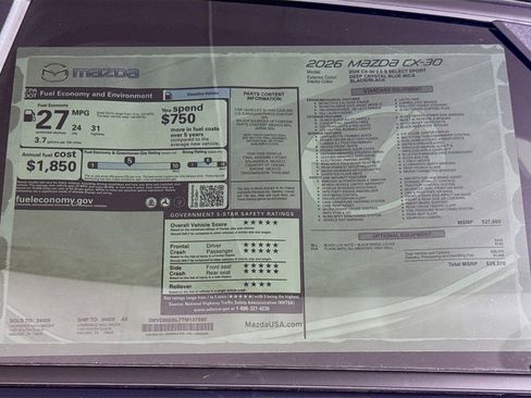 New 2026 MAZDA CX-30 AWD 2.5 S w/ Select Sport Pkg image 20