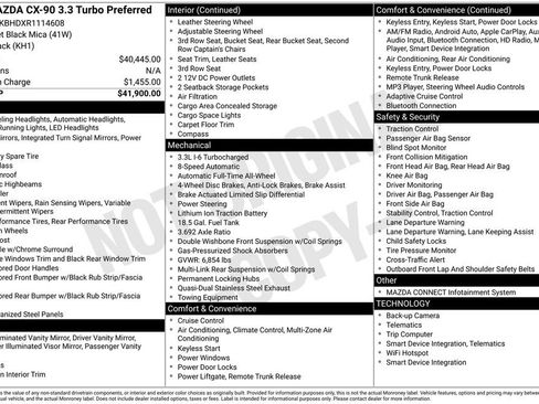 Certified 2024 MAZDA CX-90 3.3 Turbo w/ Preferred Package image 42