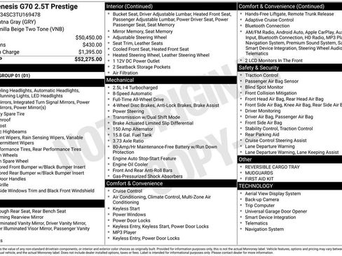 New 2026 Genesis G70 2.5T Prestige AWD/4WD image 3