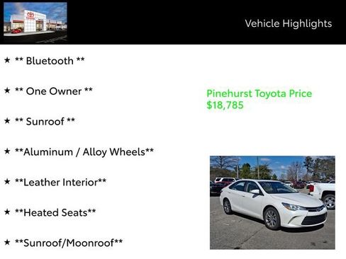 Used 2017 Toyota Camry XLE w/ Moonroof Package image 7