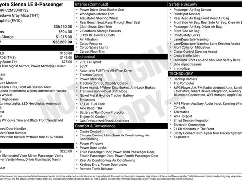 Used 2021 Toyota Sienna LE AWD/4WD image 2