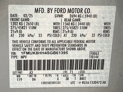Used 2025 Ford Explorer Platinum w/ LUX Leather Package AWD/4WD image 68
