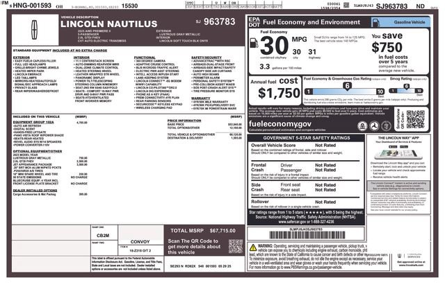 New 2025 Lincoln Nautilus Premier w/ Equipment Group 102A AWD/4WD image 60
