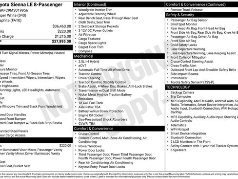 Used 2021 Toyota Sienna LE AWD/4WD image 4