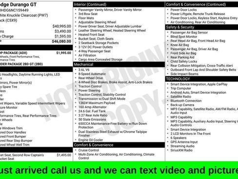 Used 2022 Dodge Durango GT w/ Blacktop Package RWD image 1