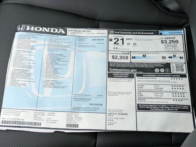 New 2026 Honda Ridgeline RTL image 17