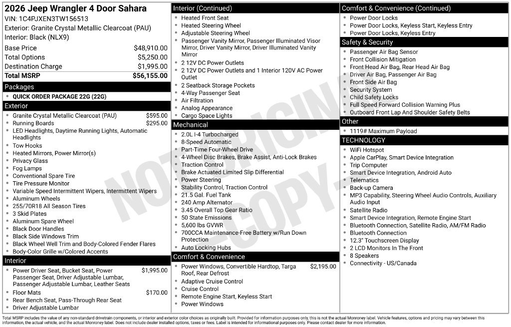 New 2026 Jeep Wrangler Unlimited Sahara AWD/4WD image 6