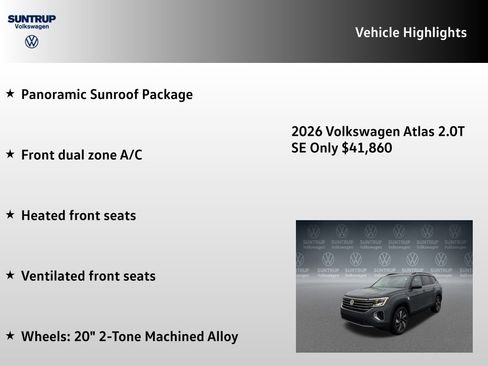 New 2026 Volkswagen Atlas SE FWD image 7