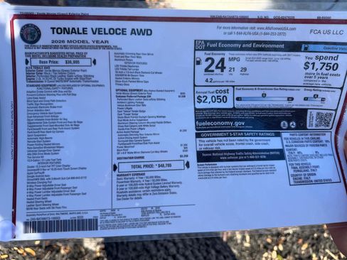 New 2026 Alfa Romeo Tonale Veloce w/ Quick Order Package 23H Volce AWD/4WD image 46