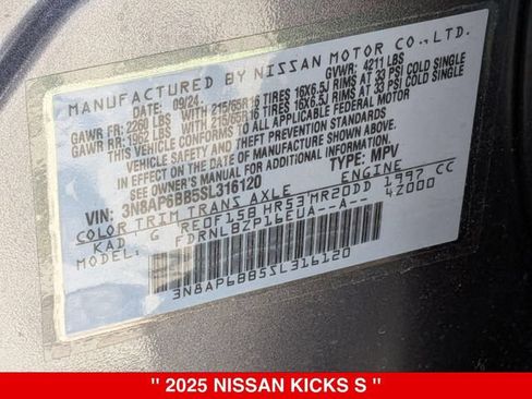 Certified 2025 Nissan Kicks S w/ Charging Package AWD/4WD image 40