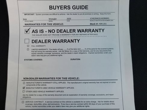 Used 2020 Jeep Wrangler Sport AWD/4WD image 37
