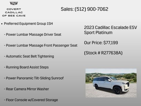 Certified 2023 Cadillac Escalade ESV Sport Platinum w/ LPO, ONYX Package AWD/4WD image 11
