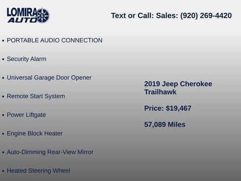 Used 2019 Jeep Cherokee Trailhawk w/ Comfort & Convenience Group AWD/4WD image 9