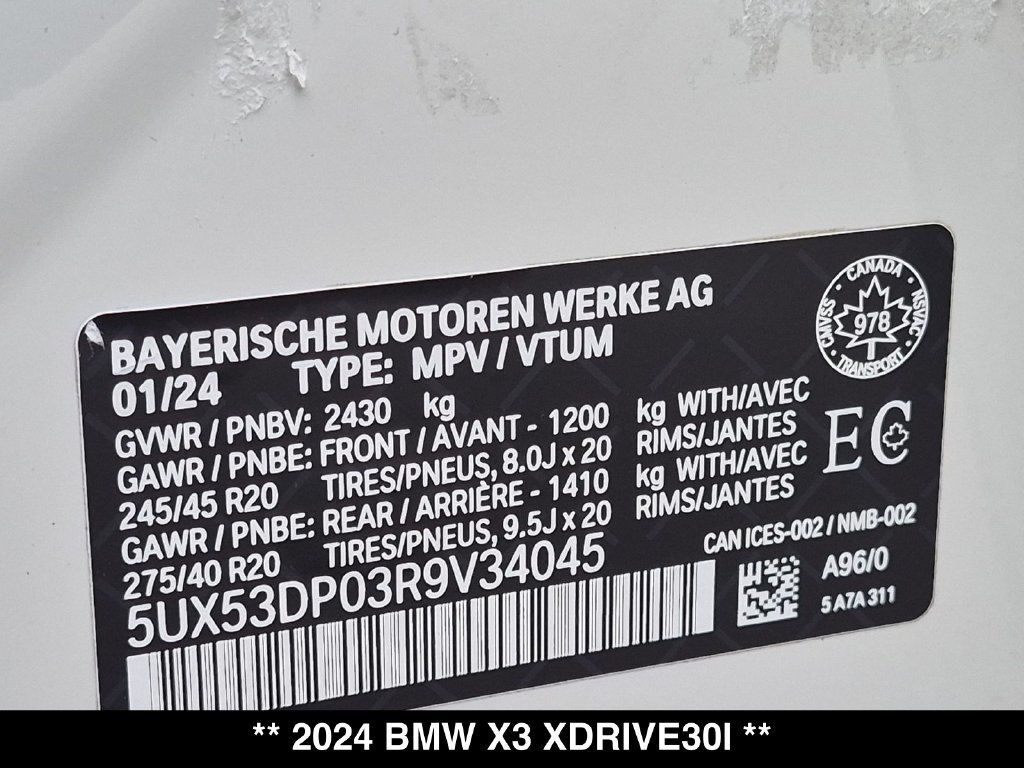 Used 2024 BMW X3 xDrive30i AWD/4WD image 29