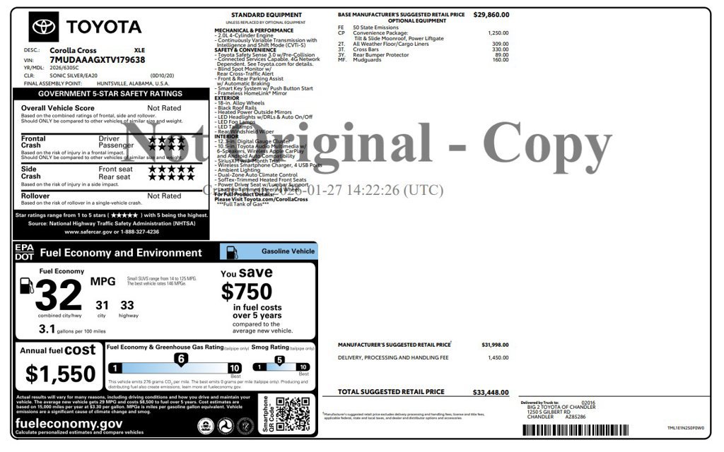 Used 2026 Toyota Corolla Cross XLE w/ Convenience Package FWD image 3