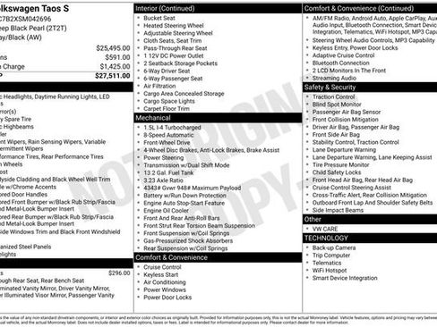 Used 2025 Volkswagen Taos S FWD image 7
