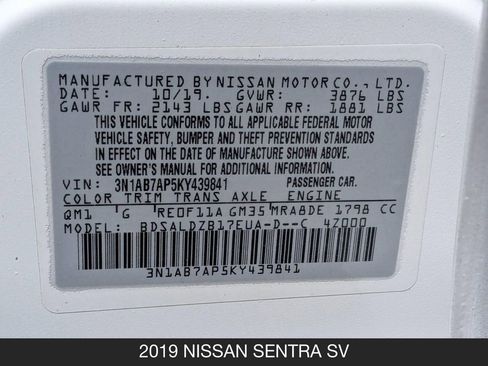 Used 2019 Nissan Sentra SV FWD image 24
