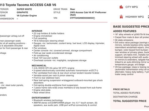 Used 2013 Toyota Tacoma PreRunner w/ SR5 Pkg image 5