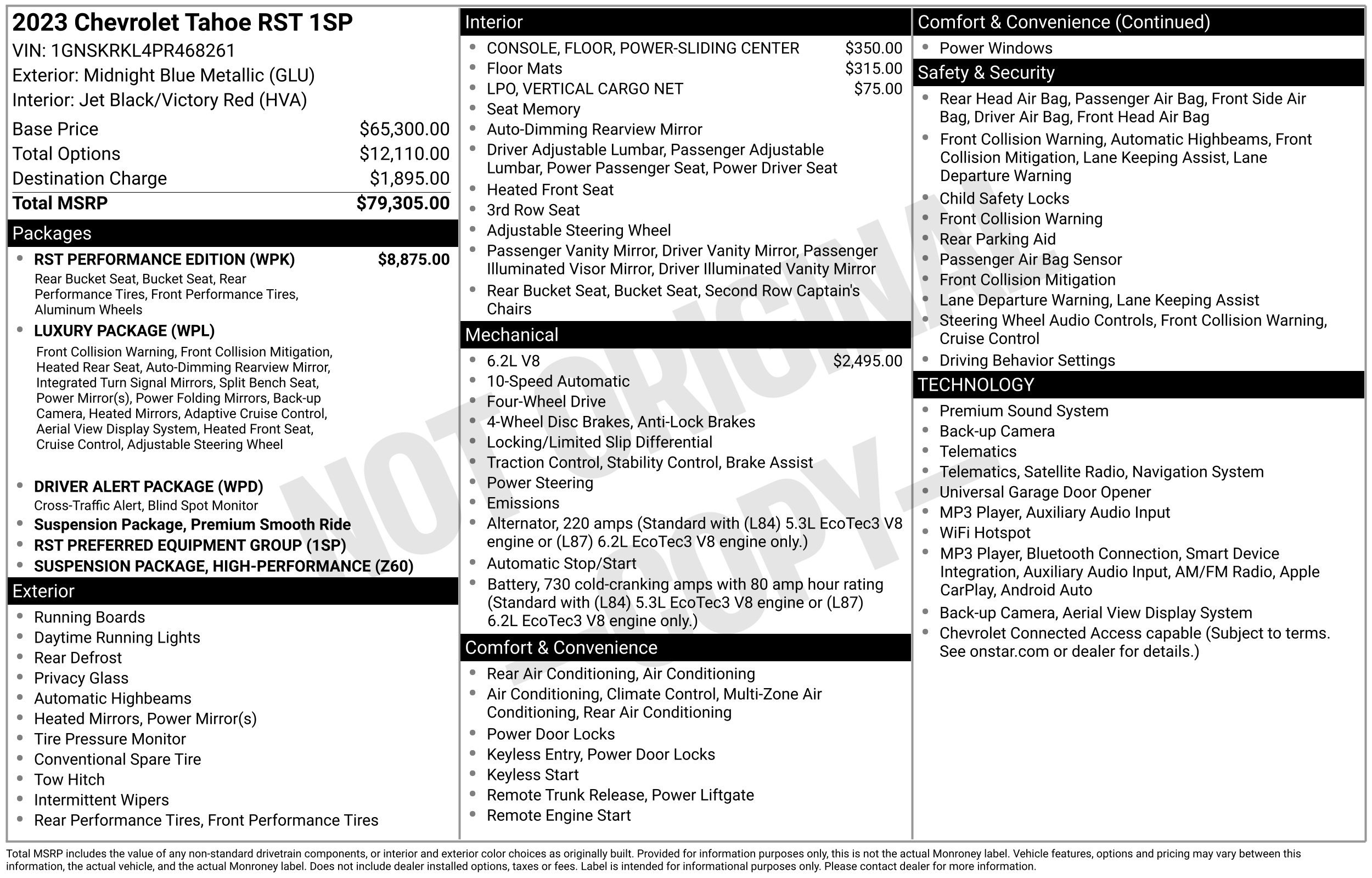 Used 2023 Chevrolet Tahoe RST w/ RST Performance Edition AWD/4WD image 2
