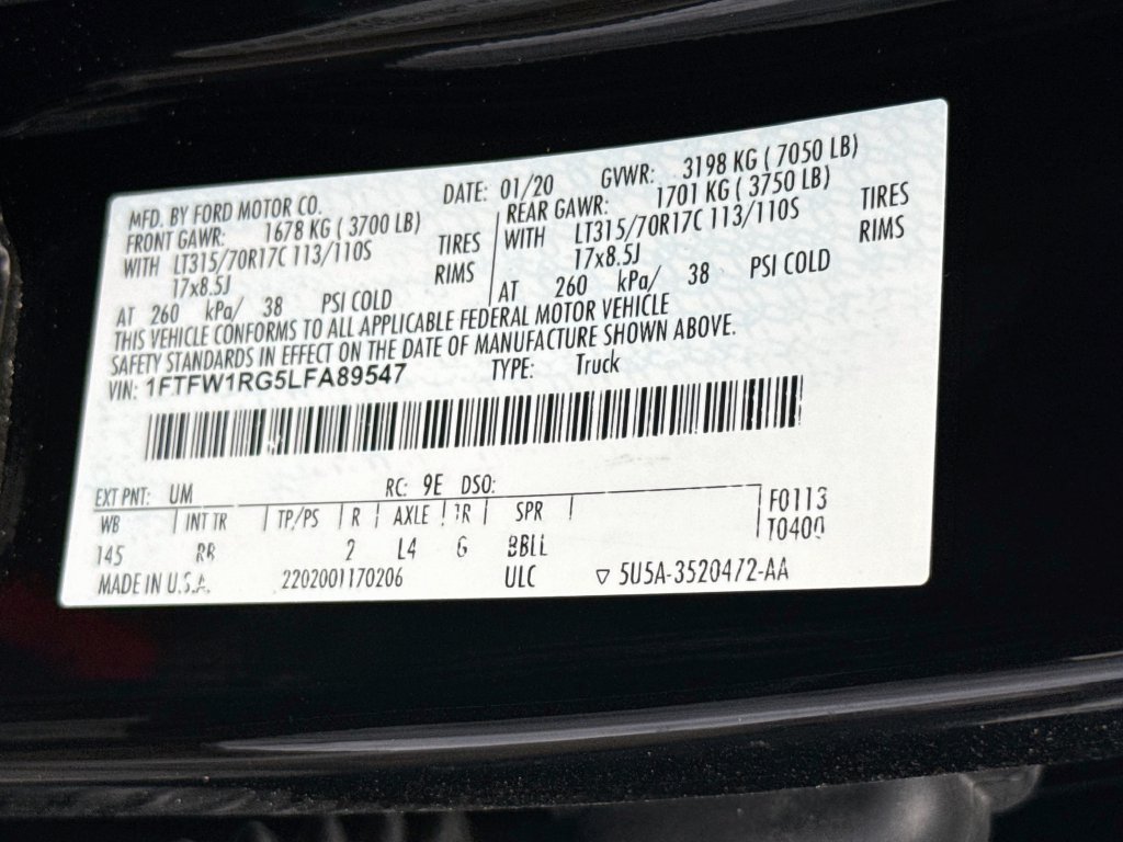 Used 2020 Ford F150 Raptor w/ Equipment Group 801A Mid AWD/4WD image 35