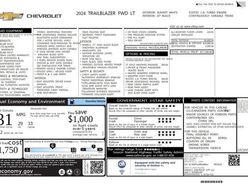 Used 2024 Chevrolet TrailBlazer LT w/ LT Cold Weather Package FWD image 35