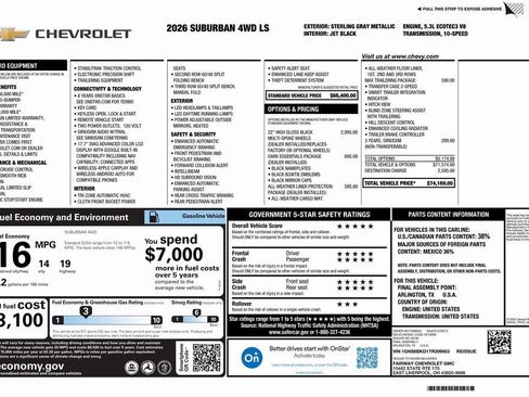 New 2026 Chevrolet Tahoe LS w/ LPO, Dark Essentials Package AWD/4WD image 4