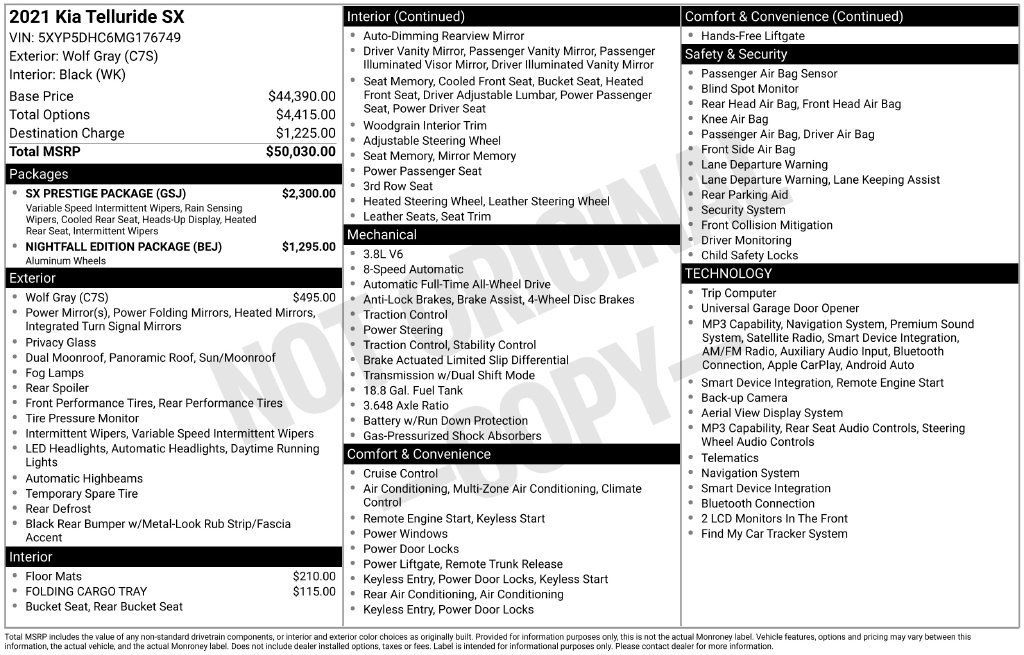 Used 2021 Kia Telluride SX w/ SX Prestige Package AWD/4WD image 39