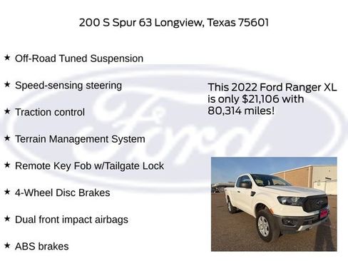 Used 2022 Ford Ranger XL w/ Equipment Group 101A High image 25