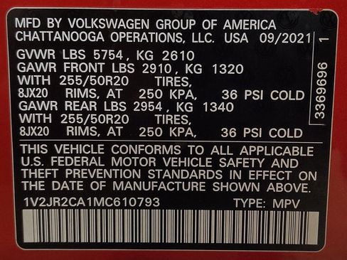 Used 2021 Volkswagen Atlas SE w/ Panoramic Sunroof Package FWD image 33
