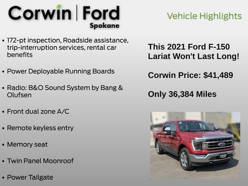 Used 2021 Ford F150 Lariat w/ Equipment Group 502A High AWD/4WD image 25