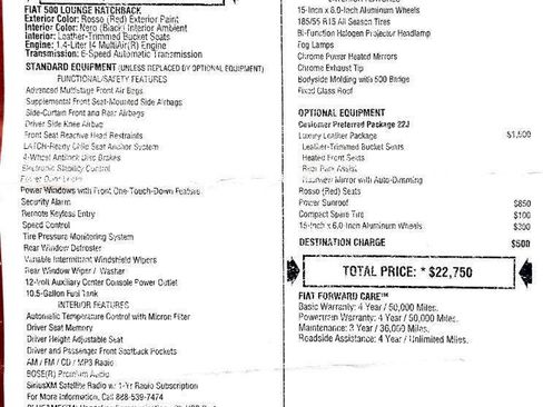 Used 2012 FIAT 500 Lounge w/ Luxury Leather Pkg FWD image 10