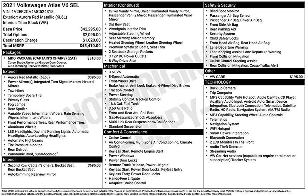 Used 2021 Volkswagen Atlas SEL FWD image 35