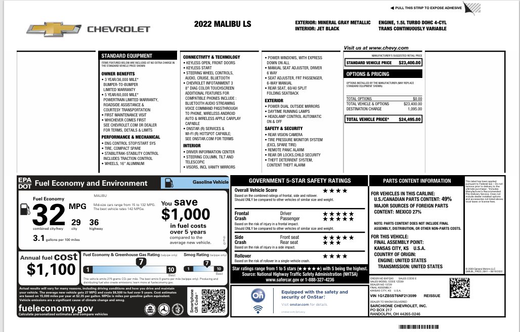 Used 2022 Chevrolet Malibu LS FWD image 4