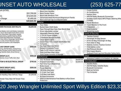 Used 2020 Jeep Wrangler Unlimited Sport AWD/4WD image 46