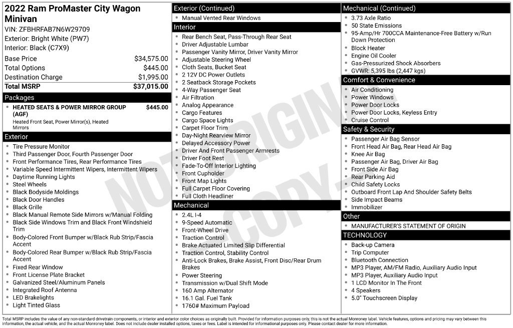 Used 2022 RAM ProMaster City Wagon FWD image 18