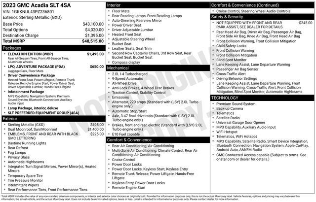 Used 2023 GMC Acadia SLT w/ Elevation Edition AWD/4WD image 3