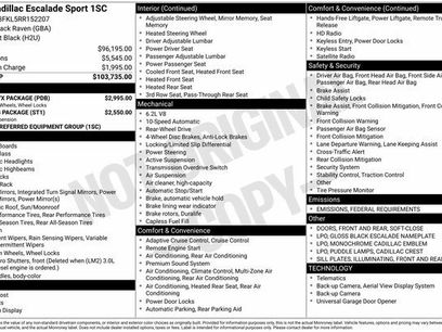 Certified 2024 Cadillac Escalade Sport w/ LPO, ONYX Package