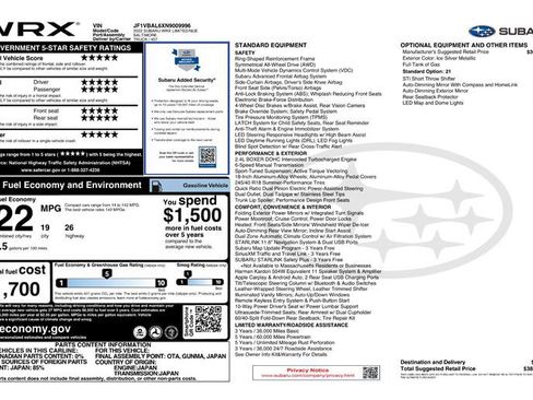 Used 2022 Subaru WRX Limited image 2