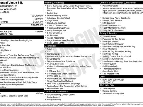 Used 2023 Hyundai Venue SEL w/ Cargo Package FWD image 3