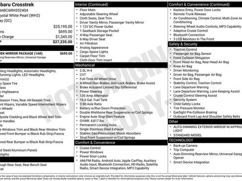 Used 2024 Subaru Crosstrek 2.0i w/ Crosstrek Mirror Package image 37