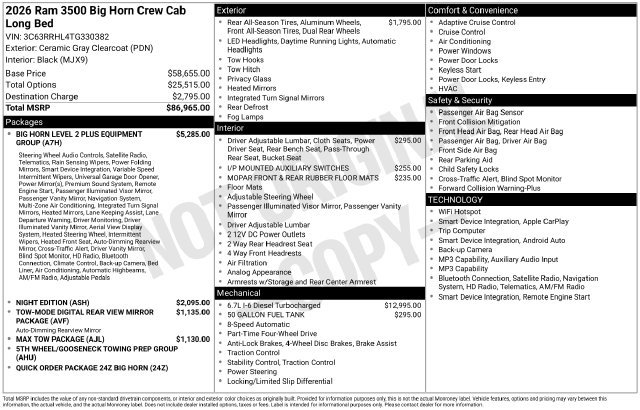 New 2026 RAM 3500 Big Horn AWD/4WD image 2