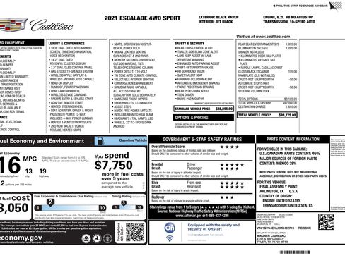 Used 2021 Cadillac Escalade Sport w/ LPO, Illumination Package image 3