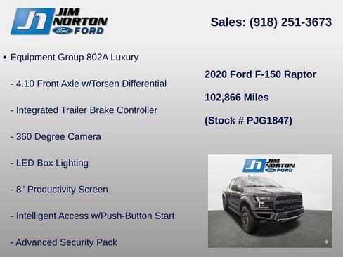 Used 2020 Ford F150 Raptor w/ Equipment Group 802A Luxury AWD/4WD image 14