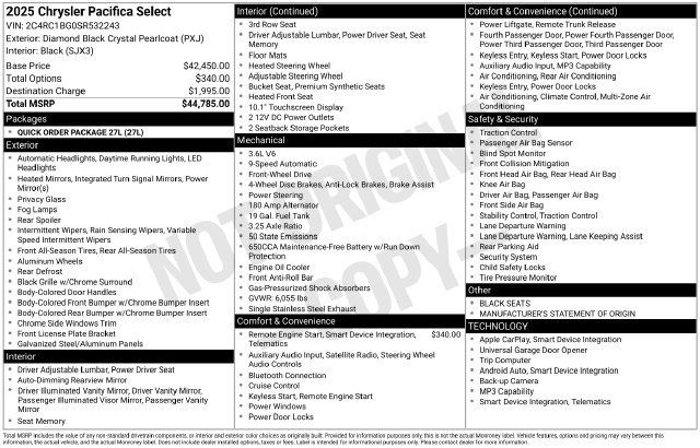 Used 2025 Chrysler Pacifica Select FWD image 35