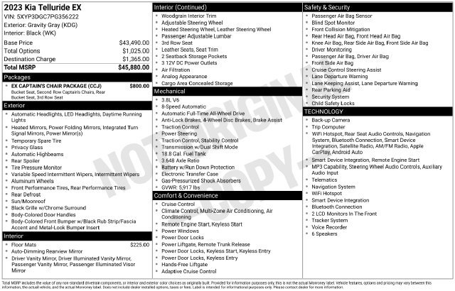 Used 2023 Kia Telluride EX w/ EX Captain's Chair Package AWD/4WD image 14
